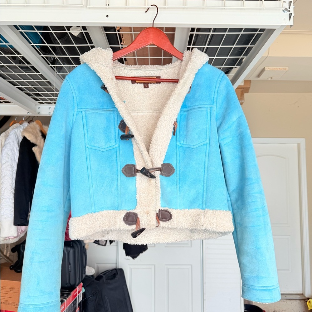 Bebe vintage Blue and Cream Toggle Jacket